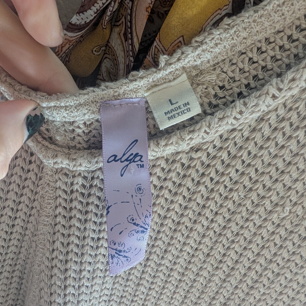 Alya Flowy Knit Tank Top Boho Festival Tie Back Paisley Scarf Detail - Picture 5 of 6